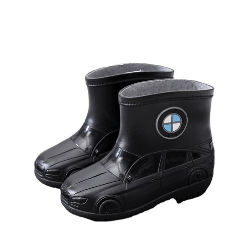 Children's Rain Boots Baby Water Shoes Four-Season Rubber Shoes Kindergarten Primary School Students Mid-Calf Cartoon Car Boys and Girls Rain Boots