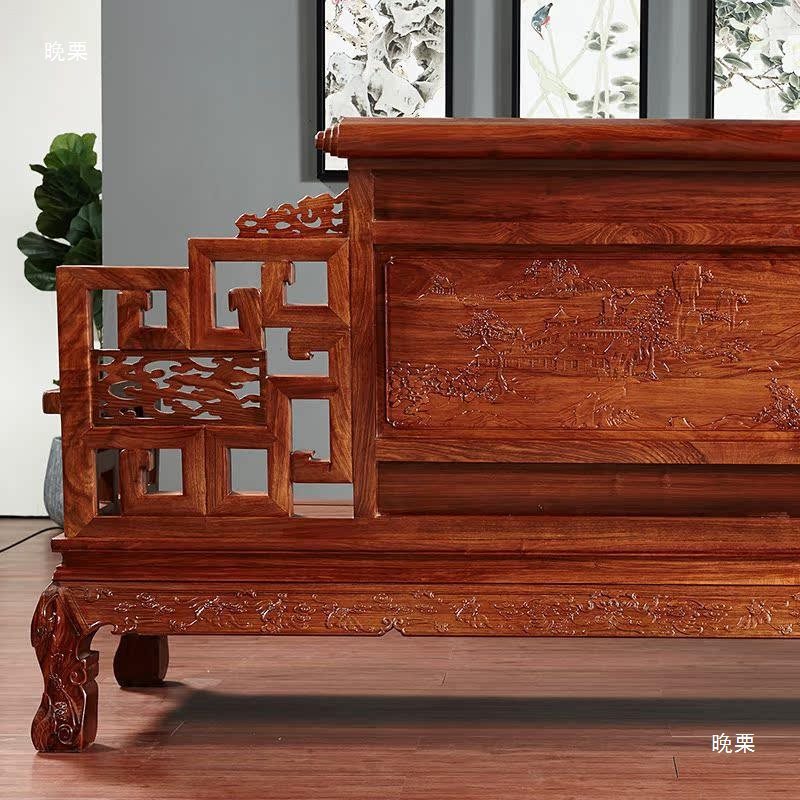 Sofa Chinese-Style Living Room Set Luxury Model All Solid Wood Landscape Throne Hedgehog Rosewood Full Antique Set
