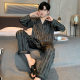 2024 Summer New High-end Ice Silk Men's Pajamas V-Neck Thin Trousers Long-sleeved Two-piece Home Clothes