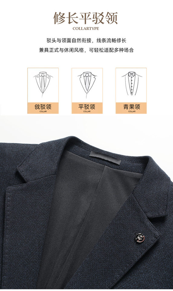 Áo vest nam dệt kim dày dặn mật độ cao, chống nhăn không cần ủi, dáng ôm, tay dài — Màu xanh dương chi tiết 9