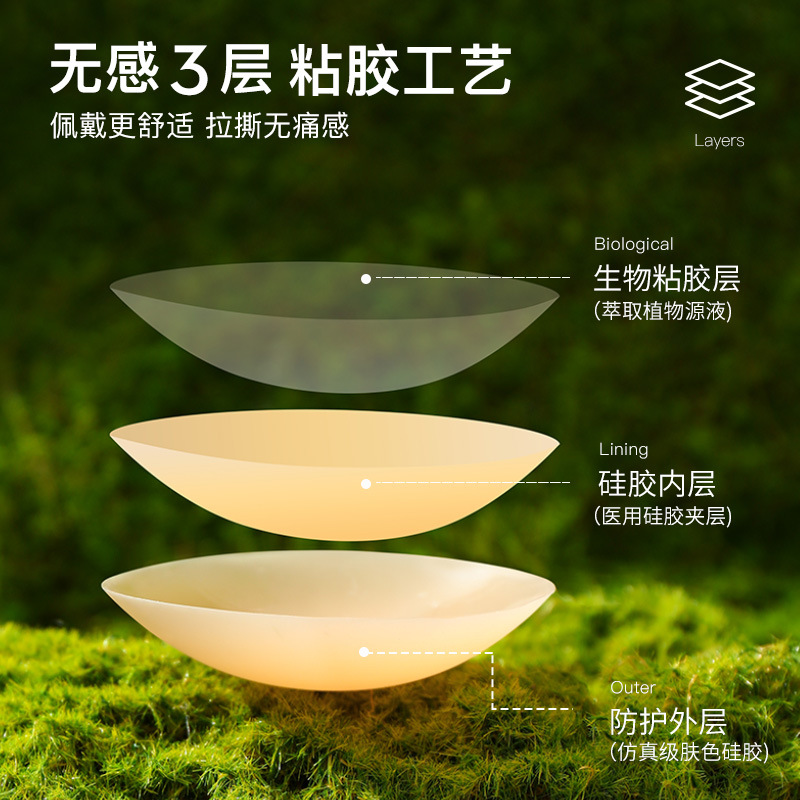 Cubrepezones de silicona transpirables, sólidos, redondos, sin marcas, anti-golpes, en caja, escotados, invisibles y anti-exposición.