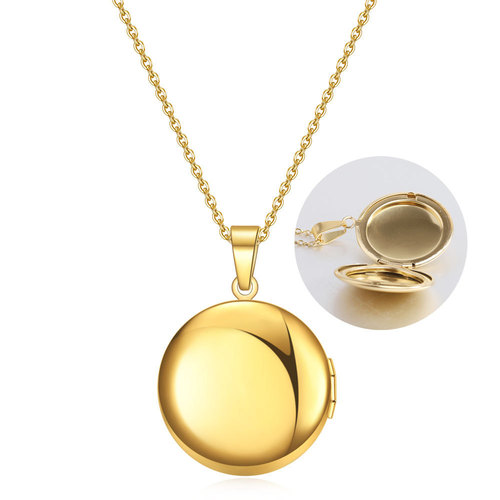 New Fashion Photo Box Necklace Openable Oval Smooth Stainless Steel Photo Box Round Necklace Pendant Jewelry Wholesale