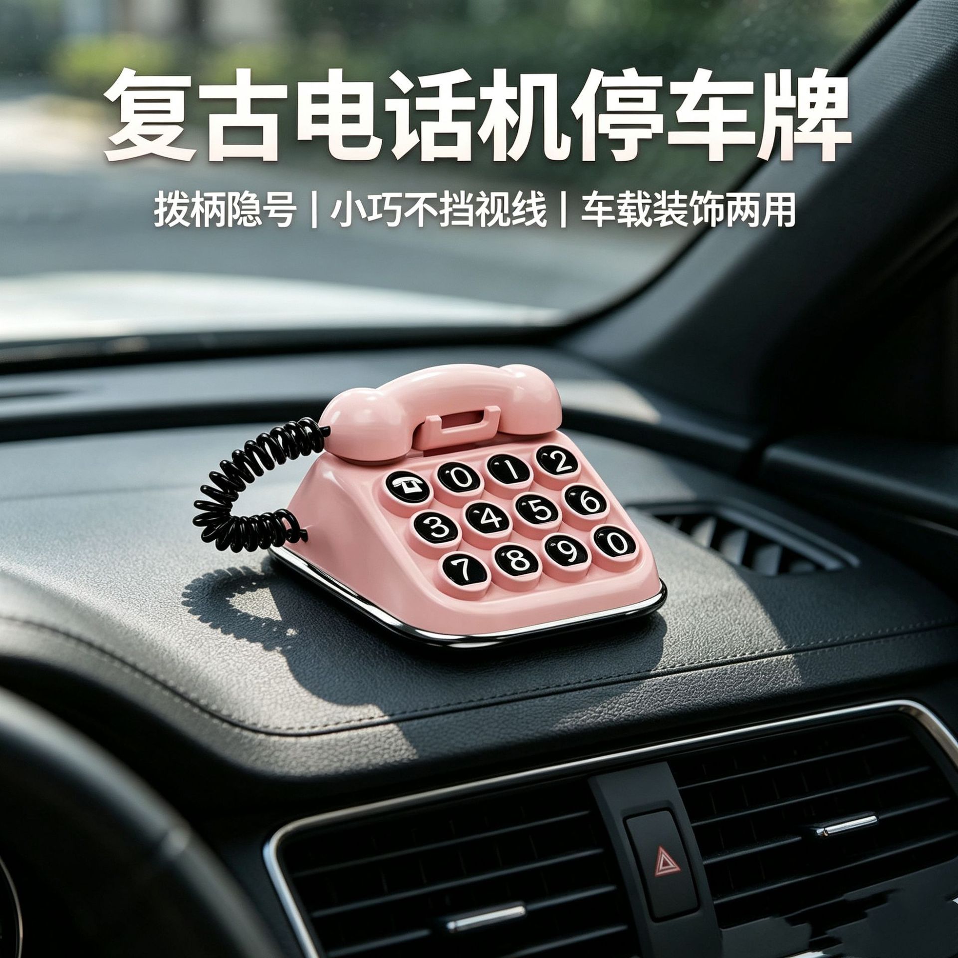 Popular retro telephone-style parking number plate, temporary parking sign for cars, trendy car interior decoration, direct from the factory