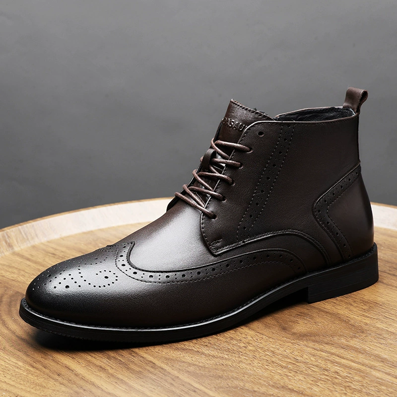 Прямые поставки с фабрики Мартинс мужские высокие кожаные ботинки из натуральной кожи повседневные дышащие короткие ботинки британский стиль броги челси