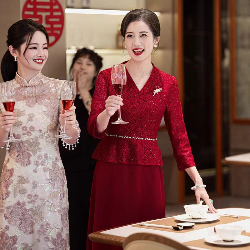 xxnz6615喜婆婆婚宴装新中式连衣裙2025秋季新款结婚礼服妈妈喜服|undefined