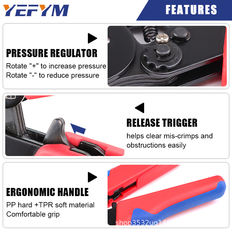 Juego de alicates de prensado de terminales tubulares/de aguja HSC8 6-4A/6-6 mini alicates europeos tipo E alicates de trinquete para terminales