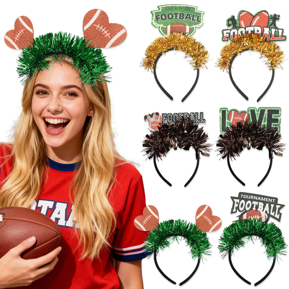 Transfronterizo nuevo Super Bowl rugby tema de fútbol americano fiesta de cumpleaños decoración de tiras de color cabeza de cinturón hebilla de cabeza