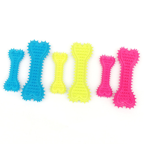 Dog toys, rubber bone solid toys, heart-shaped TPR spiked teething toys, large and small pet toys