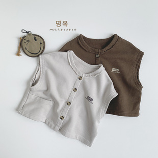 Children's Vest 2025 Spring New Baby All-match Korean Style Waistshoulder Cardigan 3-4-5 Years Old Men's and Women's Children's Wear Wholesale