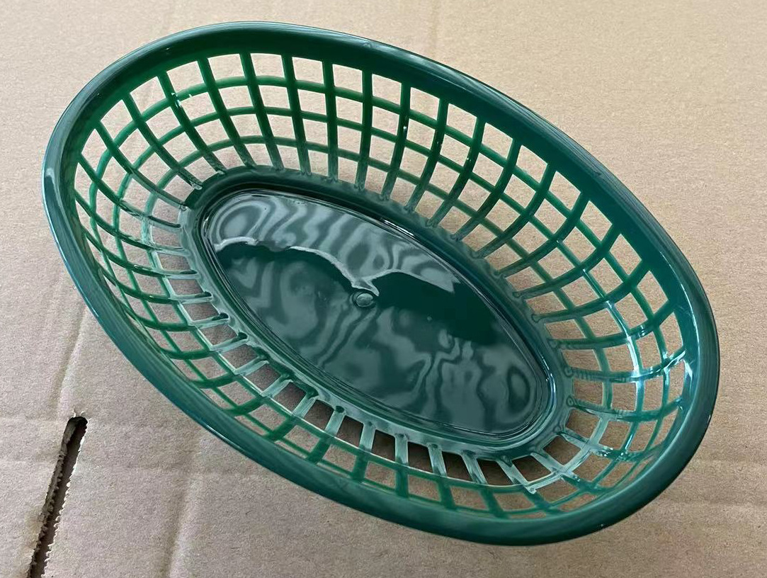 Cesta de pollo frito y patatas fritas, cesta de hamburguesas, merienda de té de la tarde, cesta de plástico ovalada, cesta de comida para fiestas, recortada