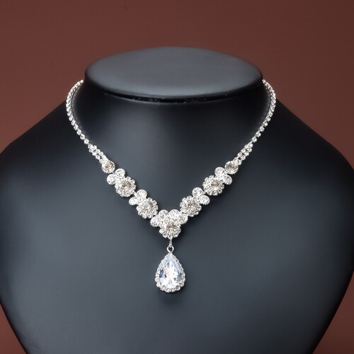 Korean Style Popular Jewelry Full Diamond Water Diamond Set Necklace Stylish and Versatile Hot Selling Item Live Streaming Dropshipping