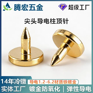 铁镀金尖头导电柱圆底精密五金件电镀冷镦定制加工pogopin弹簧针