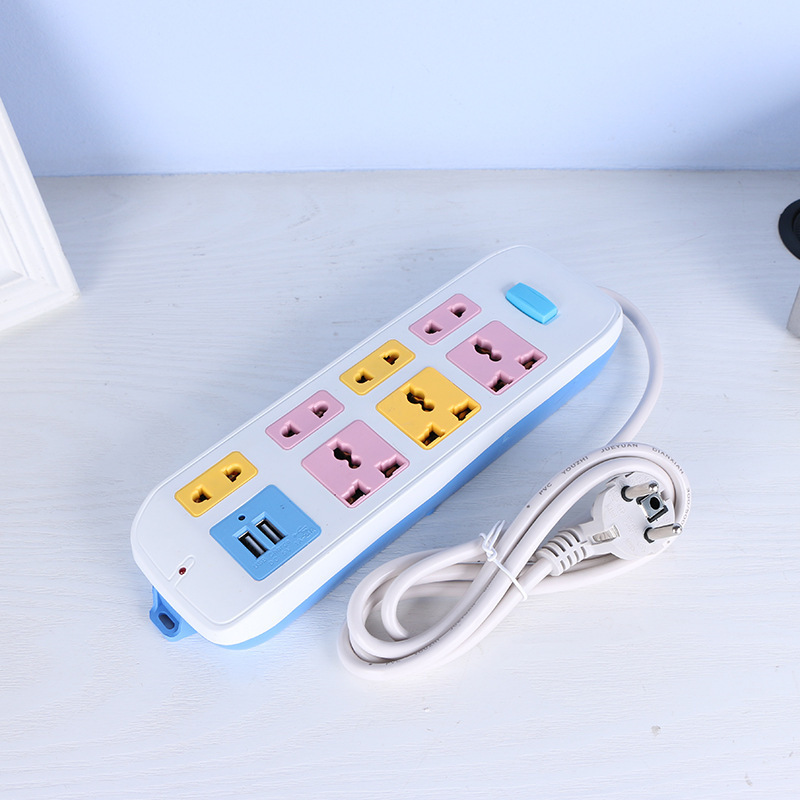 家用办公室插排带开关双usb插欧规插线板欧规插座批发