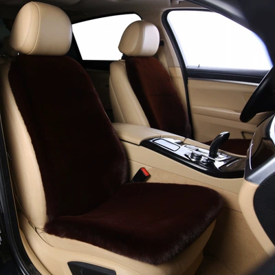 Universal Rabbit Fur Wool: Wool pad - four-layer-thickened-1-single-seat-1-backrest-coffee