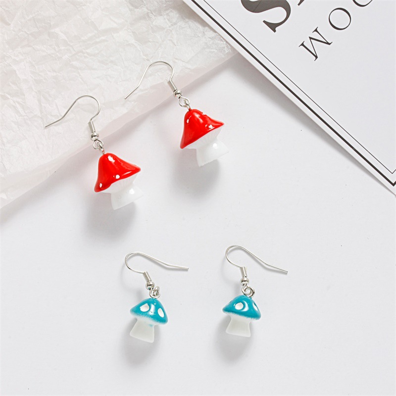 Creative Three-dimensional Resin Mushroom Earrings Wholesale Nihaojewelry display picture 4