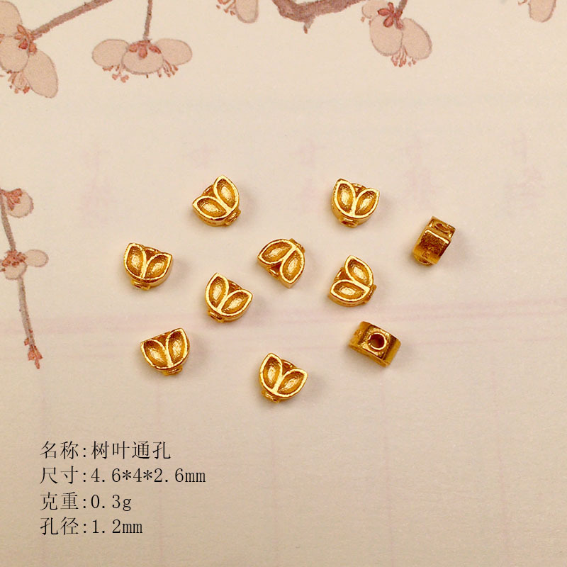 S925 Silver Plated Mini Four-Sided Flower Lantern Bead Spacer Bracelet DIY Accessories Semi-Finished Accessories