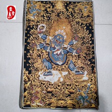 红色怀旧收藏网红货源刺绣织锦画唐卡客厅装饰画四佛三眼金刚