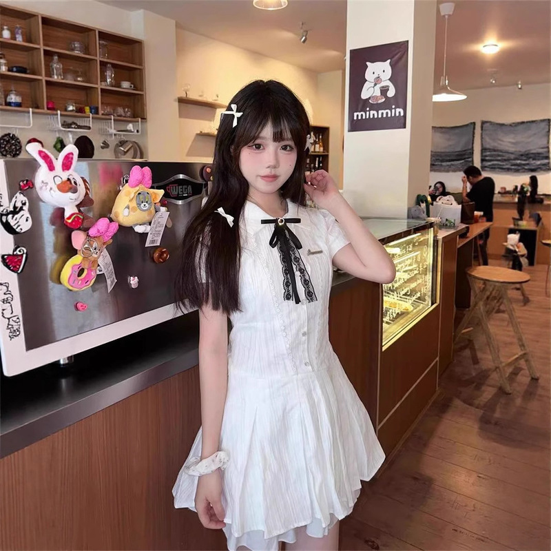 甘い初恋カレッジスタイルドレス 2025 夏新白月光ガールスリム A ライン多用途ショートスカート|undefined