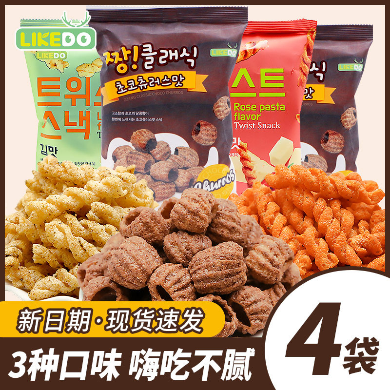 韩国进口食品涞可脆脆条香辣芝士海苔味巧克力味好吃的休闲零食品