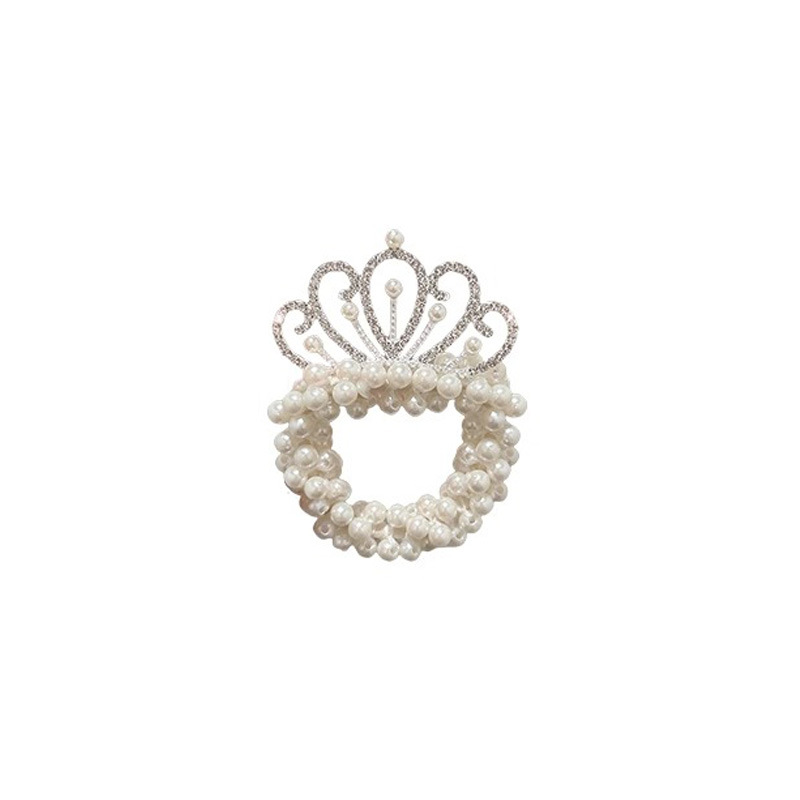 Anillo de pelo de perlas de corona de niños cuerda de cabello de niña corda de cabello corda de cabello corda de cabello corda de goma