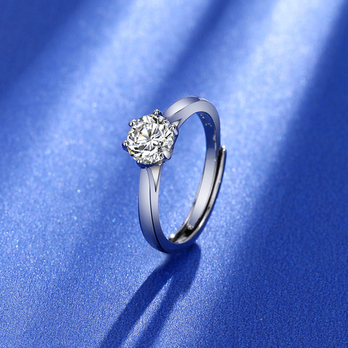 Live supply classic Zhoujia six-claw crown imitation diamond ring ring S925 sterling silver ring women's jewelry manufacturer