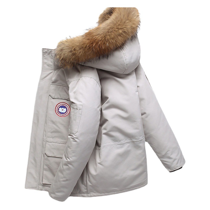 2022 Invierno abajo chaqueta de cuello de piel de Ganso de los hombres ropa de trabajo corto pato blanco abajo chaqueta engrosada caliente abajo chaqueta