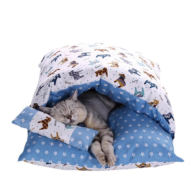 Gato mascota invierno dormir algodón Otoño e Invierno estilo japonés extraíble y lavable gato saco de dormir transfronterizo envío gratuito gato nido