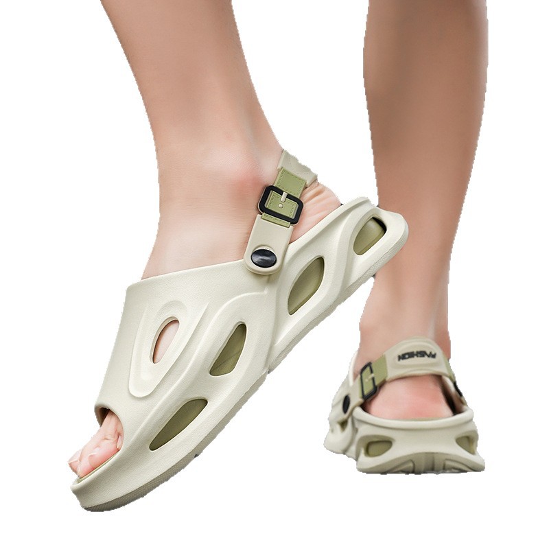 Nuevo estilo de los hombres, ligero, cómodo, tendencia, moda, ocio diario, punta redonda, color a juego, transpirable, zapatos con agujeros para hombres Baotou