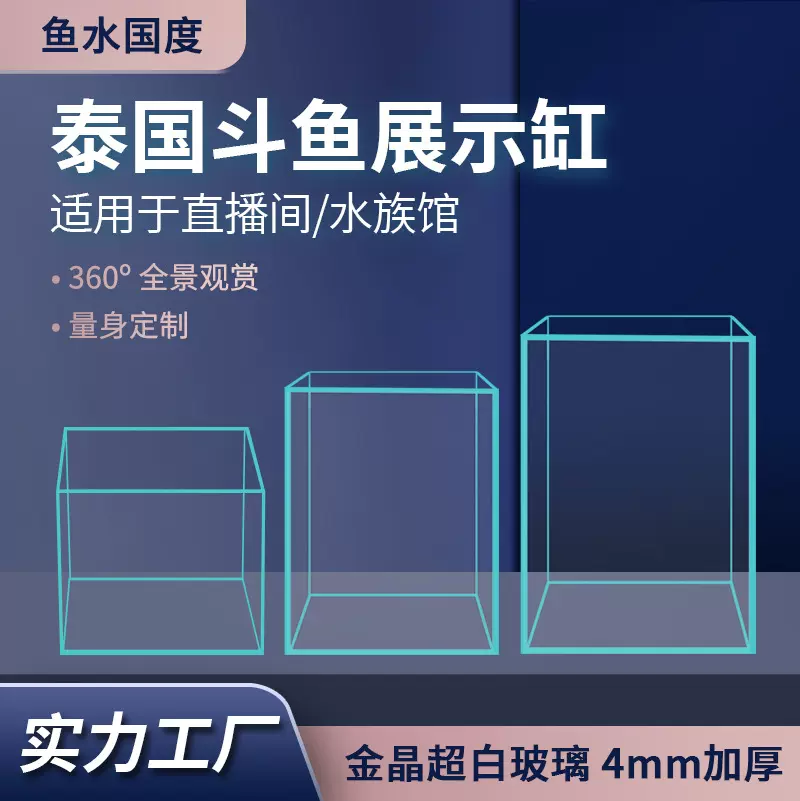 泰国斗鱼专用超白缸桌面迷你超白鱼缸直播间用鱼缸小型玻璃斗鱼缸