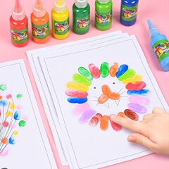 指画幼稚園児童美術材料包趣味落書き芸術絵本指印手のひら画知育玩具