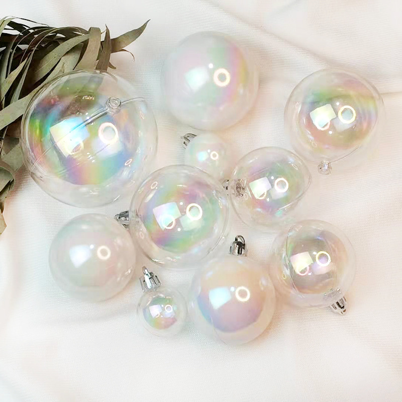 幻彩クリスマスボール七彩透明クリスマス装飾ボールPETクリスマスツリーペンダント誕生日パーティー装飾ボール|undefined