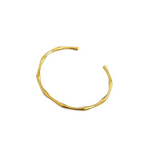 Gold-plated brass, simple and stylish, fine and delicate, versatile, exquisite, bamboo joint-shaped open-mouth bracelet for women.