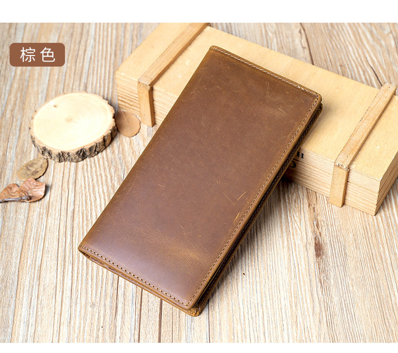 Ví nam dài da bò đầu lớp cao cấp , ví gấp nhiều ngăn có khóa từ — Màu đen chi tiết 21