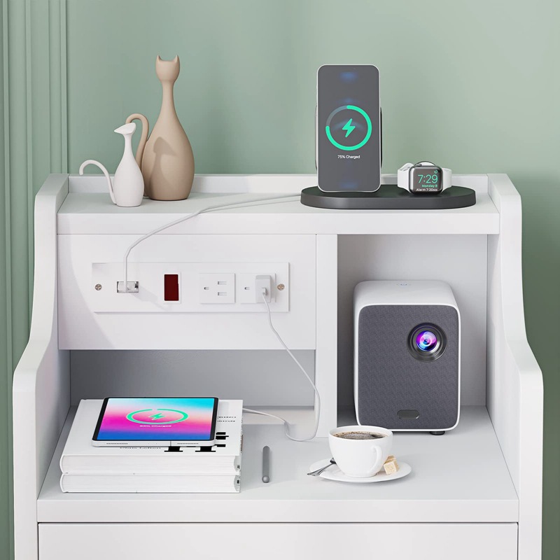 Gran capacidad simple creativo dormitorio mesita de noche gabinete hogar recargable cabecera gabinete de almacenamiento sala de estar sofá lado gabinete