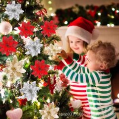 国境を越えた爆発物高級シミュレーション立体三層金粉と布クリスマス花クリスマスツリー装飾花祝日部品