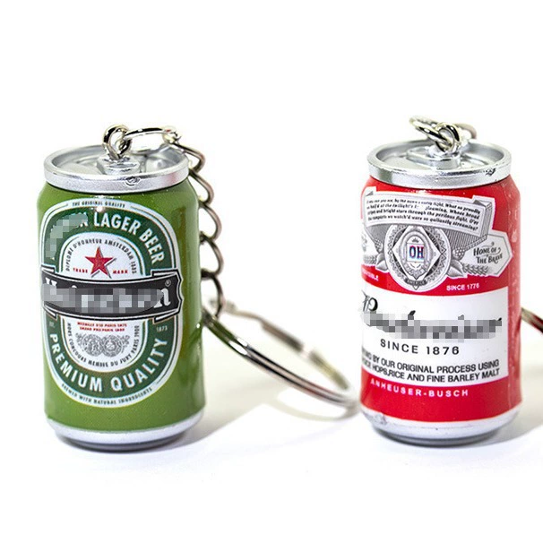 Simulation easy tank shape mini beverage bottle keychain pendant scan code small gift activity promotes beer bottles