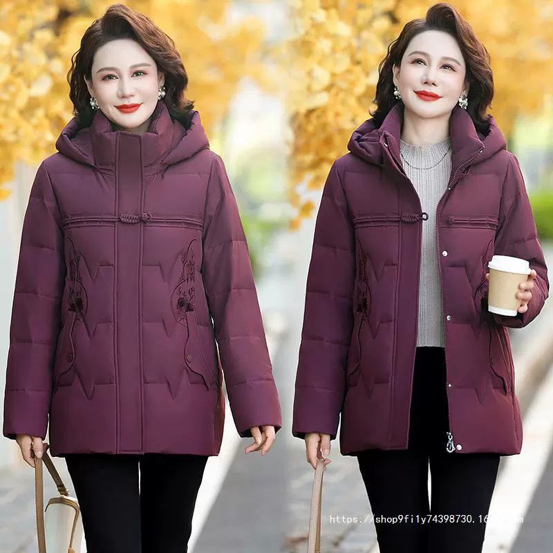 妈妈装女士优雅羽绒服冬季2024中长款时尚保暖抗寒中老年冬装外套