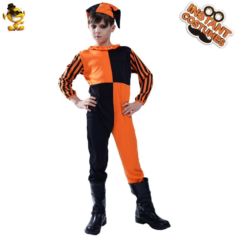 Niño de Halloween los niños europeos y americanos horror malvado payaso papel rendimiento traje Cosplay