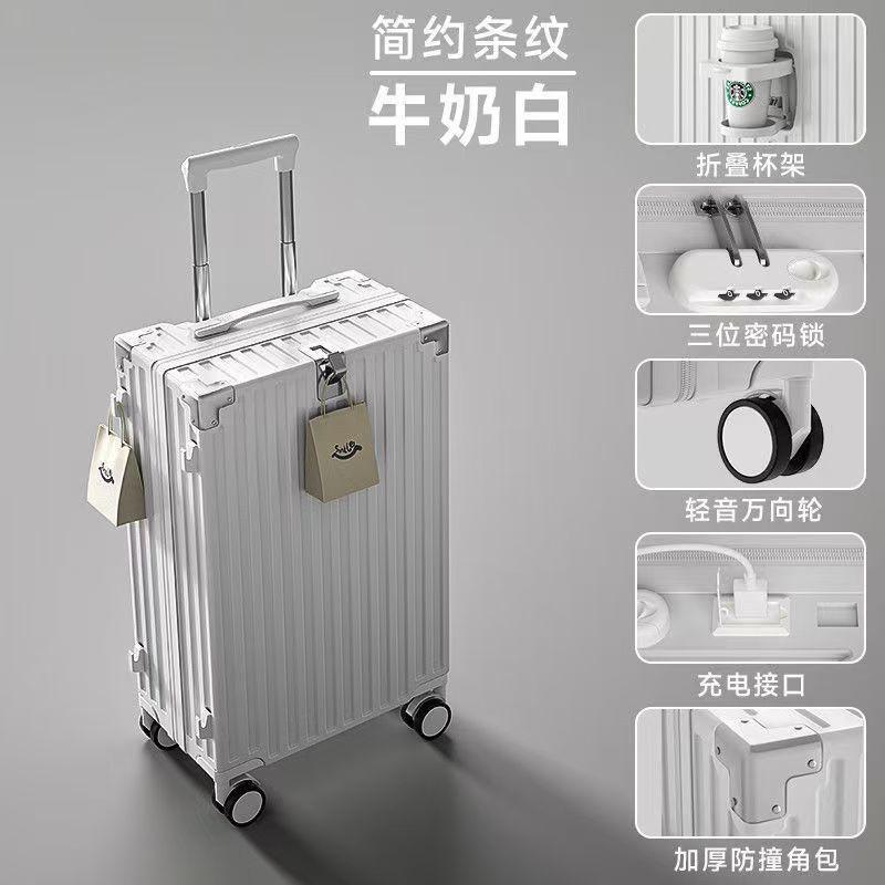 Maleta de cuero, maleta multifuncional, bolsa de hombre, maleta de viaje de gran capacidad, contraseña, maleta de tirón, cremallera de carga para mujeres