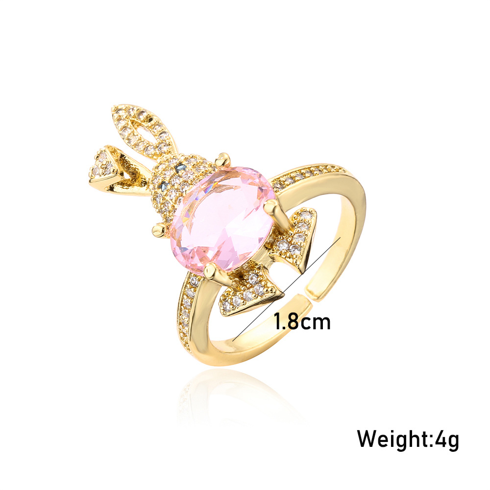 European And American Cute Bunny Shape Ring Opening Copper Rings display picture 1