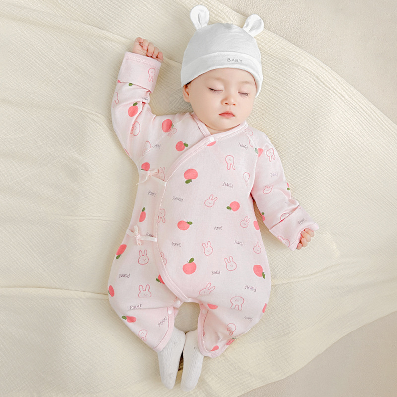 Ropa de bebé recién nacido primavera y otoño nacido 0 monje marzo de algodón mariposa ropa de luna llena ropa de bebé recién nacido camisole