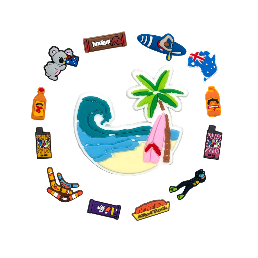 国境を越えたアニメオーストラリアの靴の花の靴は穴の靴の装飾のボタンの部品を掛けます。