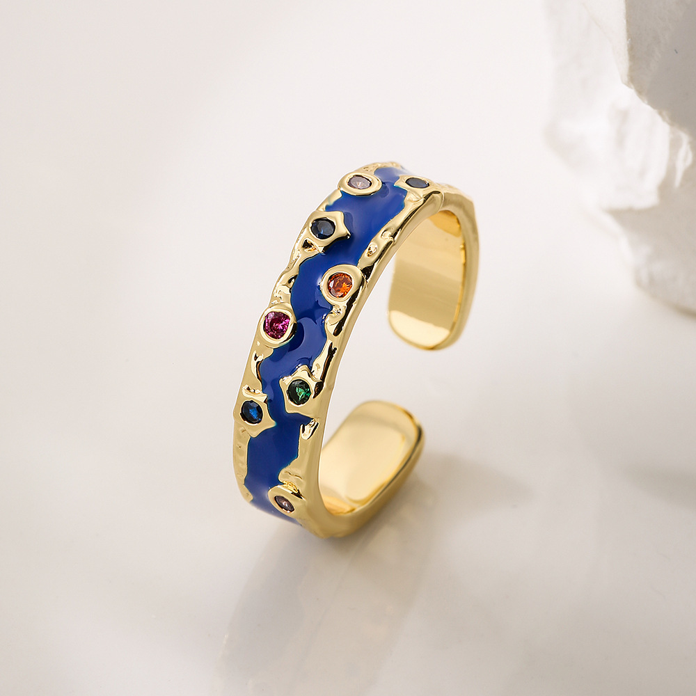 Fashion Geometric Copper Inlay Zircon Rings 1 Piece