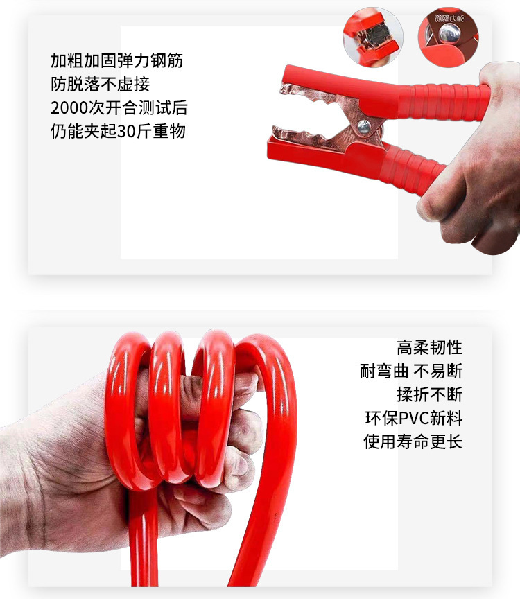 Car Jumper Cables, Battery Cables, Pure Copper Battery Connection Cables, Jumper Cables with Alligator Clips for Car Use