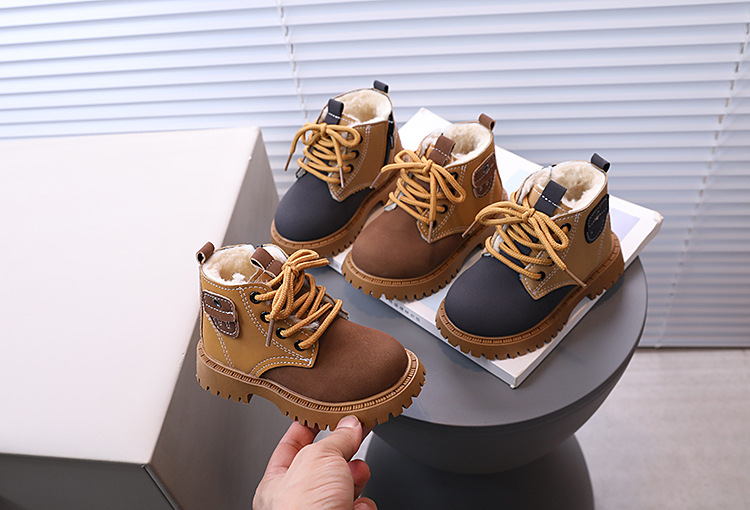 Botas de algodão com pelúcia para crianças meninos e meninas_voghion.com