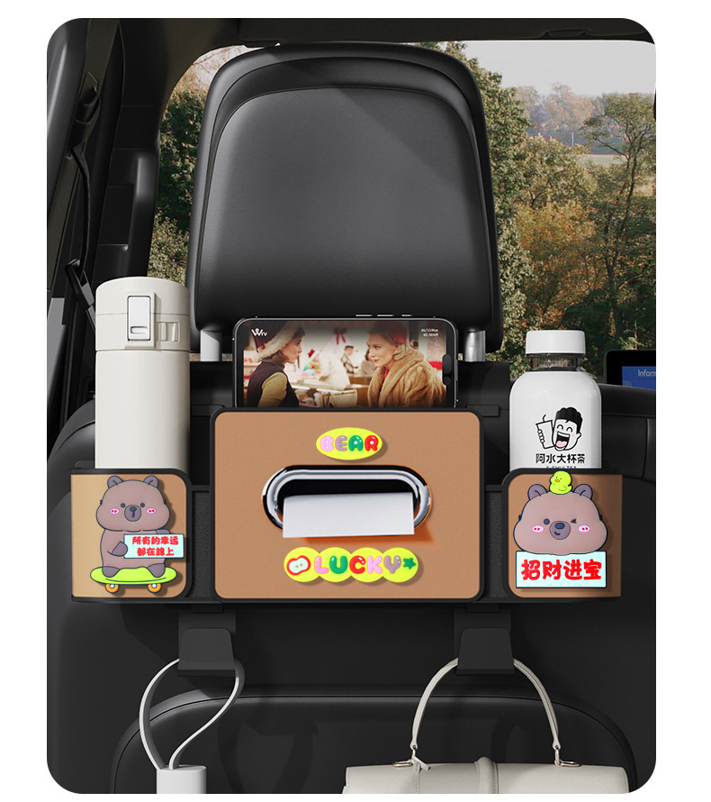 Car Seat Rear Storage Box Hook, In-Car Tissue Box Hanging Storage, Car Seat Back Multifunctional Cup Holder