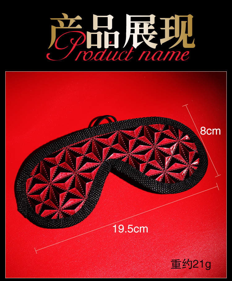 Diamond-Pattern Eye Mask with Leg Restraints and Handcuffs, Black Alloy and Leather Bondage Set — detail image 26