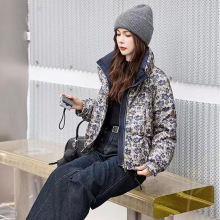 棉服女印花加厚短款冬季大码宽松气质减龄棉衣棉袄外套