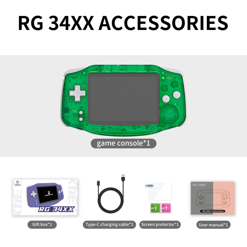 ANBERNIC安伯尼克RG34XX横版3.4寸屏开源复古掌上游戏机跨境热卖|undefined