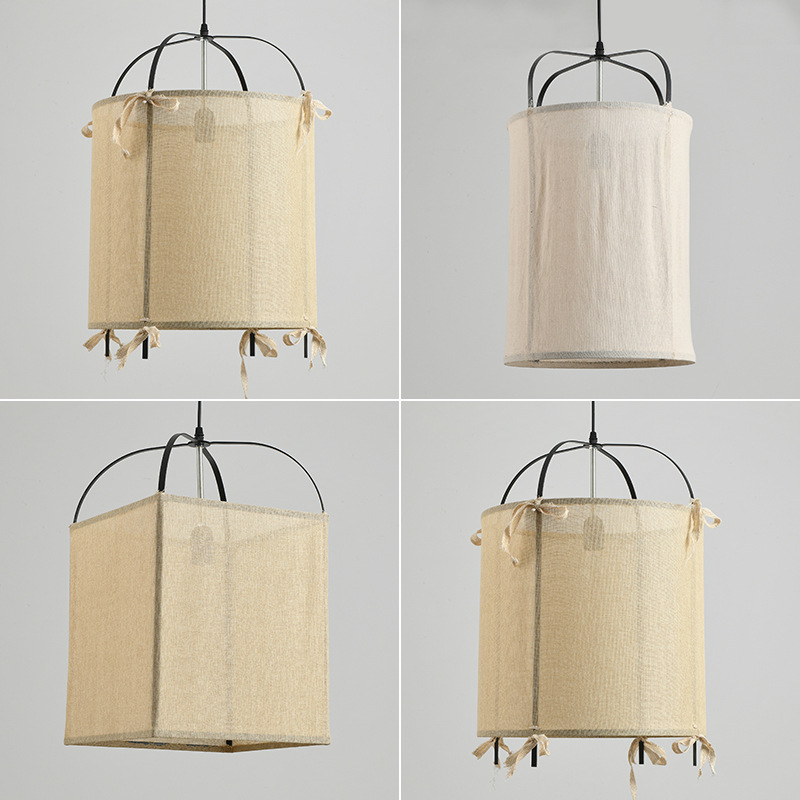 Chandelier de tela Zen sala de té restaurante japonés tienda de materiales japoneses decoración de alojamiento residencial de viento tranquilo antiguo Chandelier de tela de lino